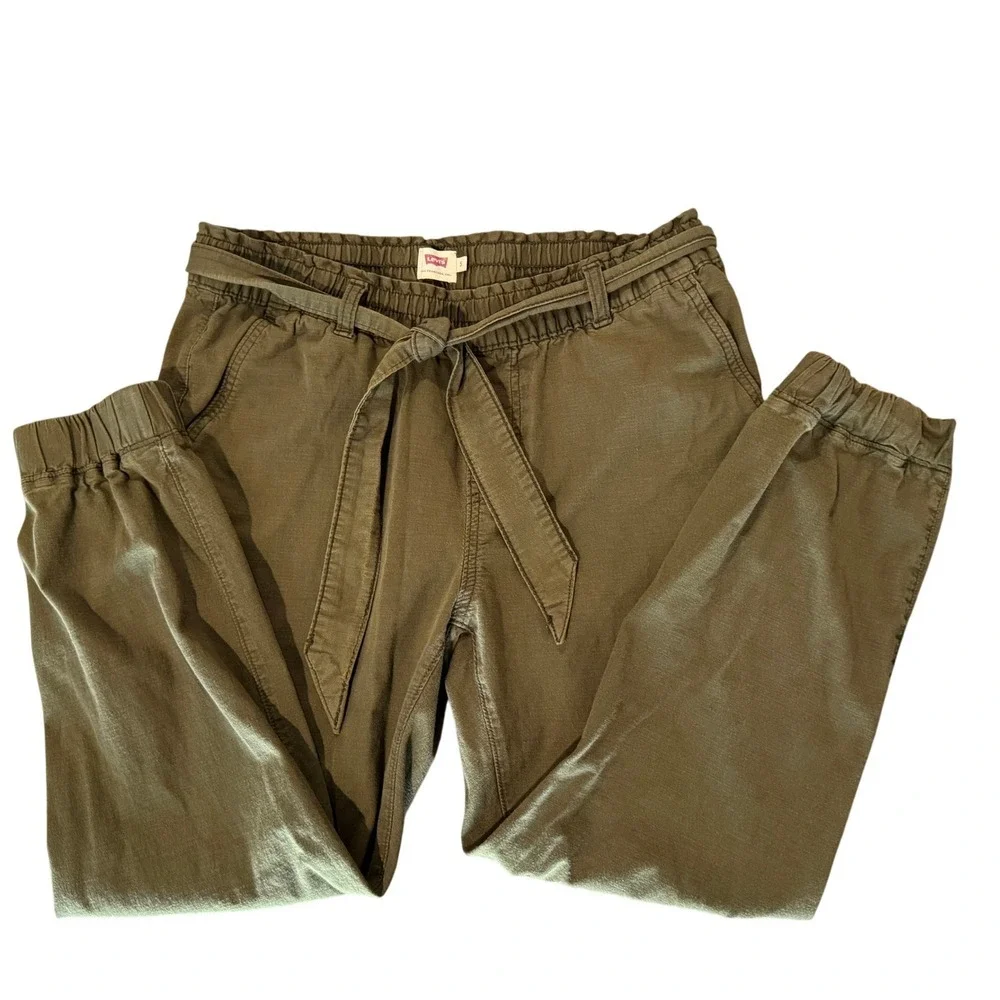 Levi's Tapered Jet Set Pull-On Belted Pants Paper Bag Style Women's size S Y2K‎ - Picture 4 of 11